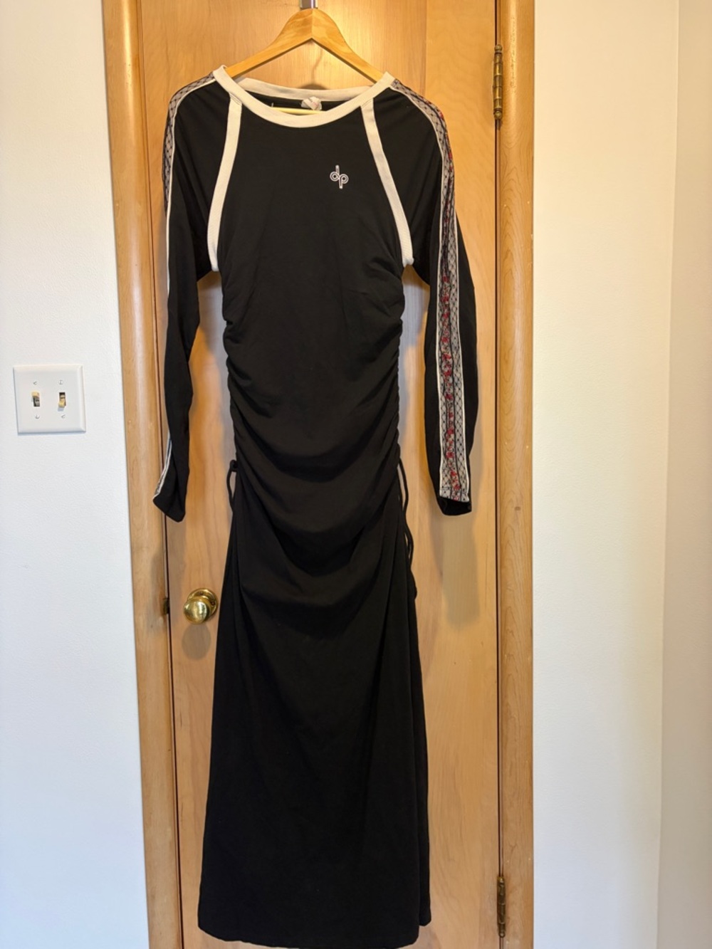 Daily Practice Black Long-Sleeve Ruched Maxi Dress